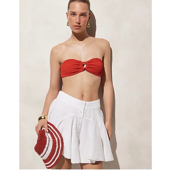 J Crew Textured O Ring Bandeau Bikini Top 3X NWT Black Swim BP264 J.Crew - Picture 4 of 5